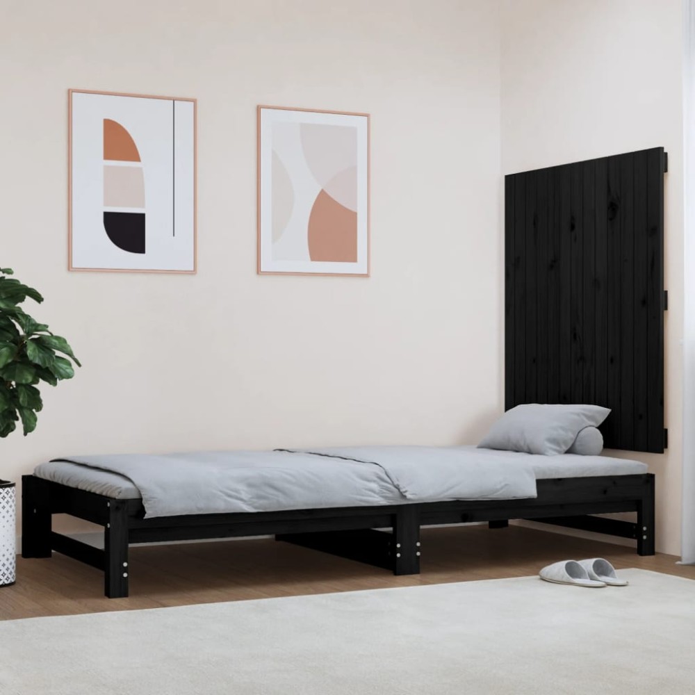 vidaXL Tăblie de pat pentru perete, negru, 82,5x3x90 cm lemn masiv pin