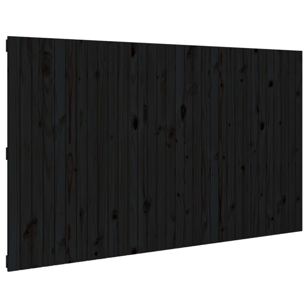 vidaXL Tăblie de pat pentru perete, negru, 204x3x110 cm lemn masiv pin