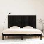vidaXL Tăblie de pat pentru perete, negru, 204x3x110 cm lemn masiv pin