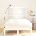 vidaXL Tăblie de pat pentru perete, alb, 127,5x3x110 cm lemn masiv pin