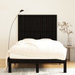 vidaXL Tăblie de pat pentru perete negru 127,5x3x110 cm lemn masiv pin