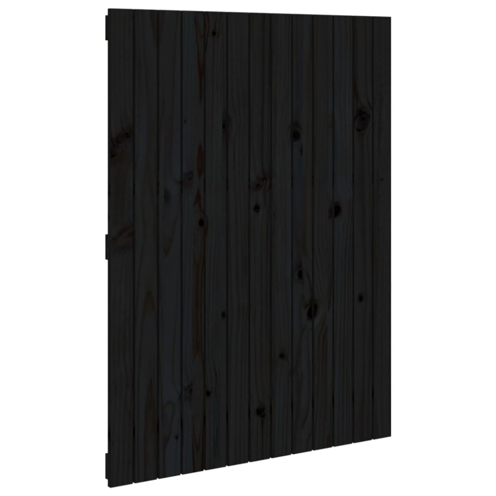 vidaXL Tăblie de pat pentru perete, negru 82,5x3x110 cm lemn masiv pin