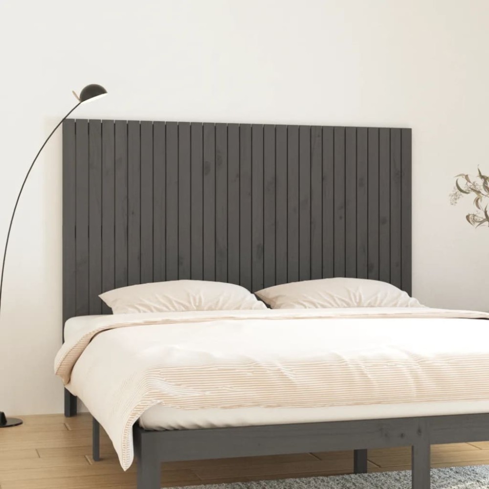 vidaXL Tăblie de pat pentru perete, gri, 185x3x110 cm, lemn masiv pin