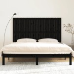 vidaXL Tăblie de pat pentru perete, negru, 185x3x110 cm lemn masiv pin