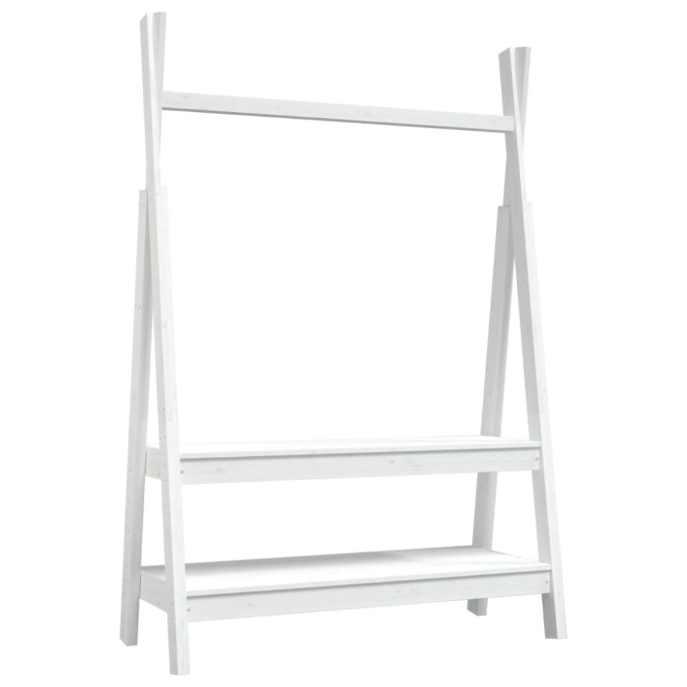 vidaXL Suport pentru haine, alb, 100x45,5x150 cm, lemn masiv de pin