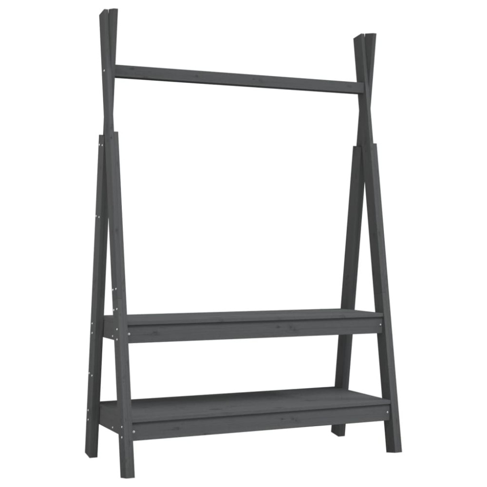 vidaXL Suport pentru haine, gri, 100x45,5x150 cm, lemn masiv de pin