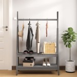 vidaXL Suport pentru haine, gri, 100x45,5x150 cm, lemn masiv de pin vidaXL Suport pentru haine, gri, 100x45,5x150 cm, lemn masiv de pin
