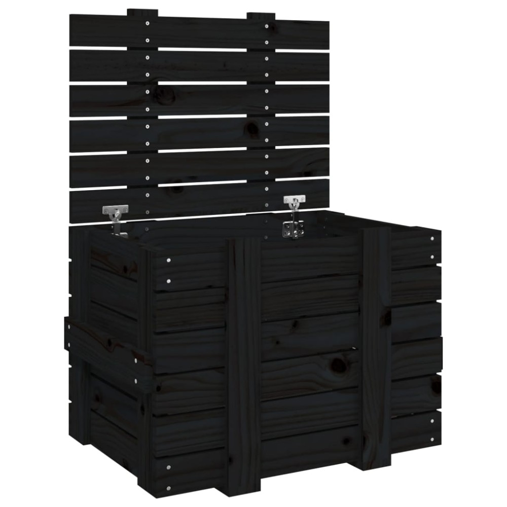 vidaXL Cutie de depozitare, negru, 58x40,5x42 cm, lemn masiv de pin