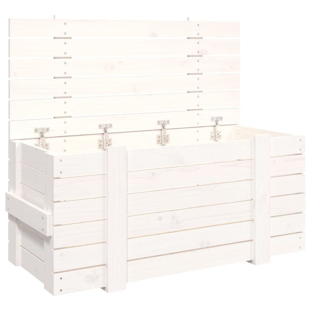 vidaXL Cutie de depozitare, alb, 91x40,5x42 cm, lemn masiv de pin