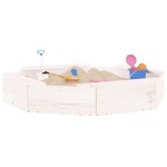 vidaXL Cutie de nisip cu scaune octogonale, alb, lemn masiv de pin vidaXL Cutie de nisip cu scaune octogonale, alb, lemn masiv de pin
