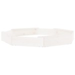 vidaXL Cutie de nisip cu scaune octogonale, alb, lemn masiv de pin vidaXL Cutie de nisip cu scaune octogonale, alb, lemn masiv de pin