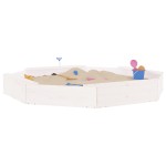 vidaXL Cutie de nisip cu scaune octogonale, alb, lemn masiv de pin vidaXL Cutie de nisip cu scaune octogonale, alb, lemn masiv de pin