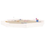 vidaXL Cutie de nisip cu scaune octogonale, alb, lemn masiv de pin vidaXL Cutie de nisip cu scaune octogonale, alb, lemn masiv de pin
