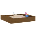 vidaXL Cutie de nisip pătrată cu scaune, maro miere, lemn masiv de pin