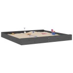 vidaXL Cutie de nisip pătrată cu scaune, gri, lemn masiv de pin vidaXL Cutie de nisip pătrată cu scaune, gri, lemn masiv de pin