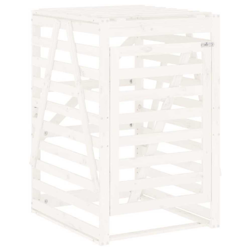 vidaXL Depozitare coș de gunoi, alb, 84x90x128,5 cm, lemn masiv de pin