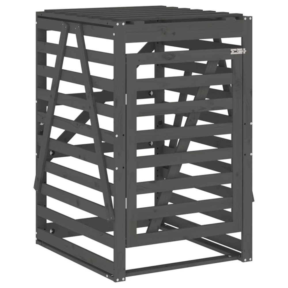 vidaXL Depozitare coș de gunoi, gri, 84x90x128,5 cm, lemn masiv de pin