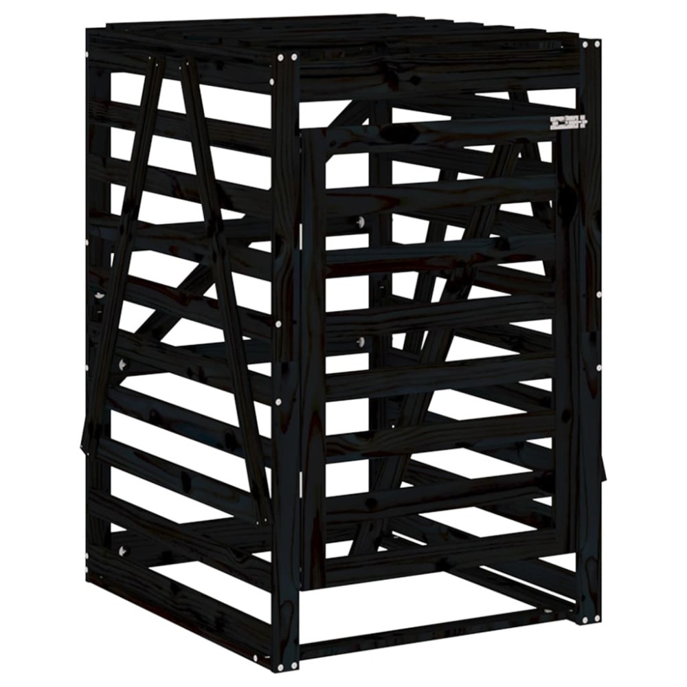 vidaXL Depozitare coș de gunoi negru 84x90x128,5 cm lemn masiv de pin