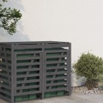 vidaXL Extensie depozitare pubelă de gunoi, gri, lemn masiv de pin vidaXL Extensie depozitare pubelă de gunoi, gri, lemn masiv de pin
