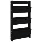 vidaXL Jardinieră de perete cu 3 niveluri negru 60x18,5x110cm lemn pin vidaXL Jardinieră de perete cu 3 niveluri negru 60x18,5x110cm lemn pin