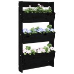 vidaXL Jardinieră de perete cu 3 niveluri negru 60x18,5x110cm lemn pin vidaXL Jardinieră de perete cu 3 niveluri negru 60x18,5x110cm lemn pin