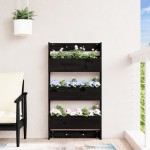 vidaXL Jardinieră de perete cu 3 niveluri negru 60x18,5x110cm lemn pin vidaXL Jardinieră de perete cu 3 niveluri negru 60x18,5x110cm lemn pin