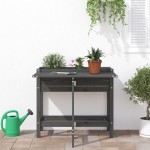 vidaXL Jardinieră de grădină cu blat pliabil gri lemn masiv pin
