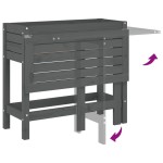 vidaXL Jardinieră de grădină cu blat pliabil gri lemn masiv pin