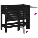 vidaXL Jardinieră de grădină cu blat pliabil negru lemn masiv pin