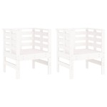 vidaXL Scaune de grădină, 2 buc., alb, 61,5x53x71 cm, lemn masiv pin