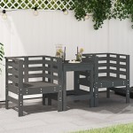 vidaXL Scaune de grădină, 2 buc., gri, 61,5x53x71 cm, lemn masiv pin