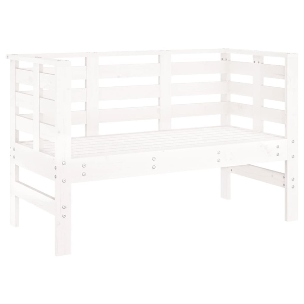 vidaXL Bancă de grădină, alb, 111,5x53x71 cm, lemn masiv de pin