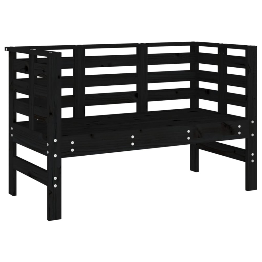 vidaXL Bancă de grădină, negru, 111,5x53x71 cm, lemn masiv de pin