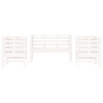 vidaXL Set mobilier de grădină, 3 piese, alb, lemn masiv de pin