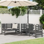 vidaXL Set mobilier de grădină, 3 piese, gri, lemn masiv de pin