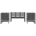 vidaXL Set mobilier de grădină, 3 piese, gri, lemn masiv de pin