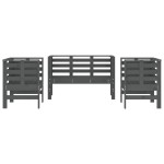 vidaXL Set mobilier de grădină, 3 piese, gri, lemn masiv de pin