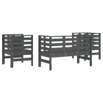 vidaXL Set mobilier de grădină, 3 piese, gri, lemn masiv de pin
