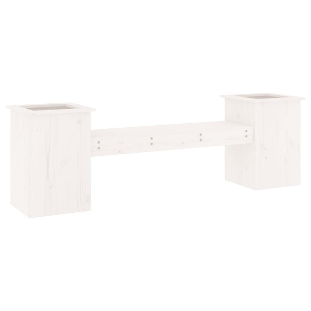 vidaXL Jardinieră bancă, alb, 184,5x39,5x56,5 cm, lemn masiv de pin