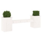 vidaXL Jardinieră bancă, alb, 184,5x39,5x56,5 cm, lemn masiv de pin