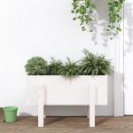 vidaXL Jardinieră de grădină, alb, 62x30x38 cm, lemn masiv de pin vidaXL Jardinieră de grădină, alb, 62x30x38 cm, lemn masiv de pin