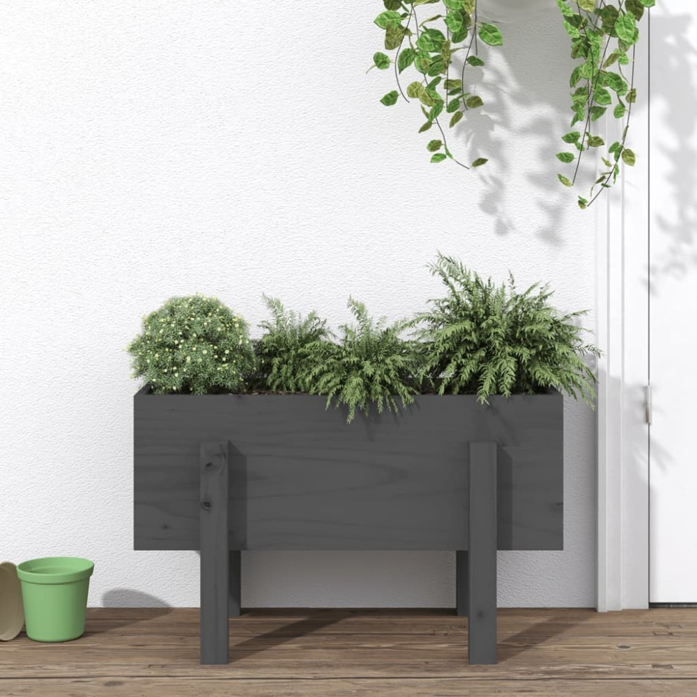 vidaXL Jardinieră de grădină, gri, 62x30x38 cm, lemn masiv pin