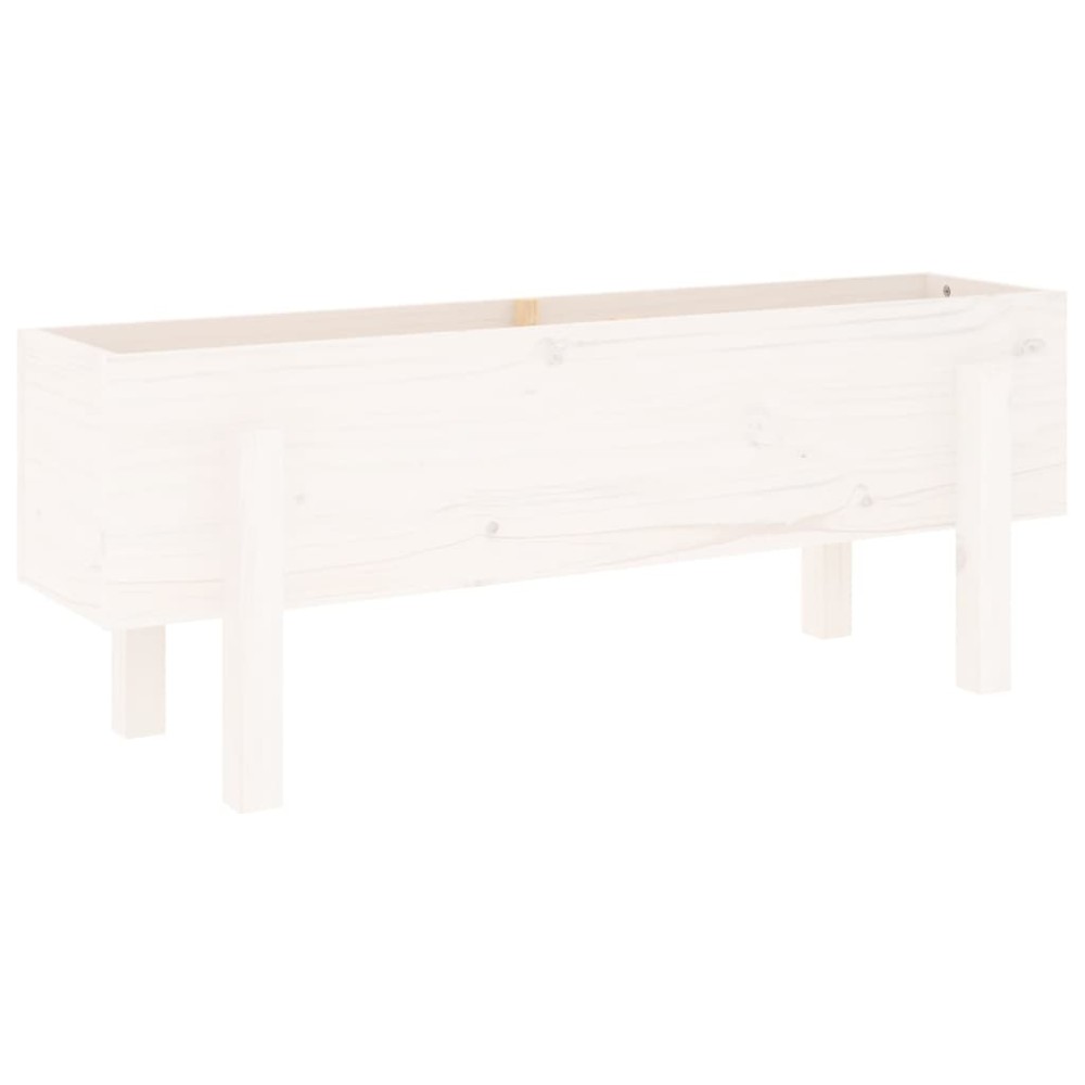 vidaXL Strat înălțat de grădină, alb, 101x30x38 cm, lemn masiv de pin