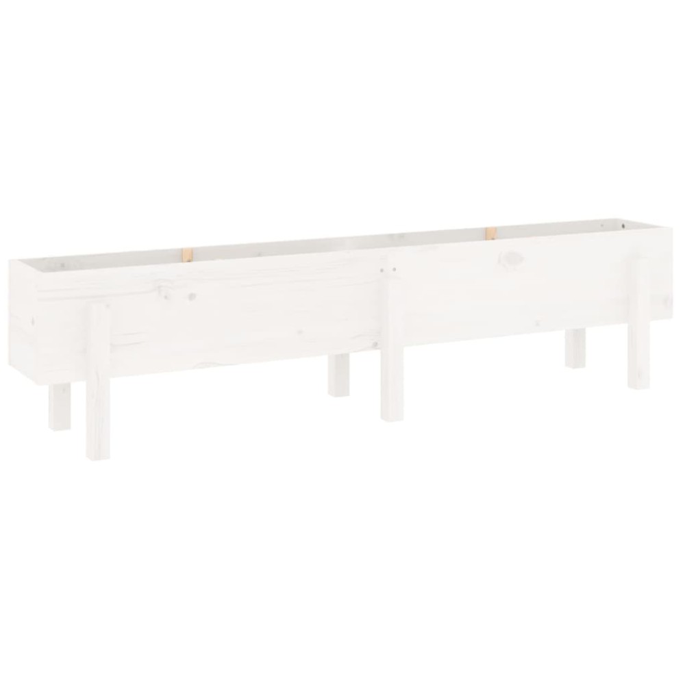 vidaXL Strat înălțat de grădină, alb, 160x30x38 cm, lemn masiv de pin
