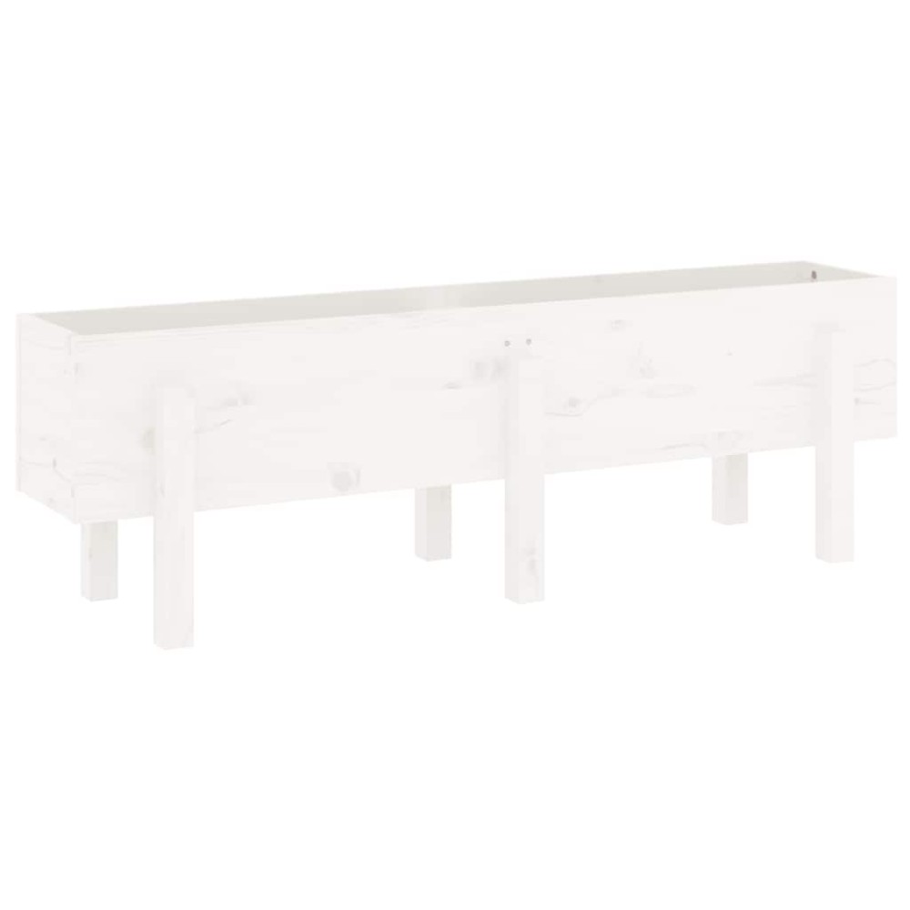 vidaXL Strat înălțat de grădină, alb, 121x30x38 cm, lemn masiv de pin