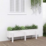 vidaXL Strat înălțat de grădină, alb, 121x30x38 cm, lemn masiv de pin vidaXL Strat înălțat de grădină, alb, 121x30x38 cm, lemn masiv de pin