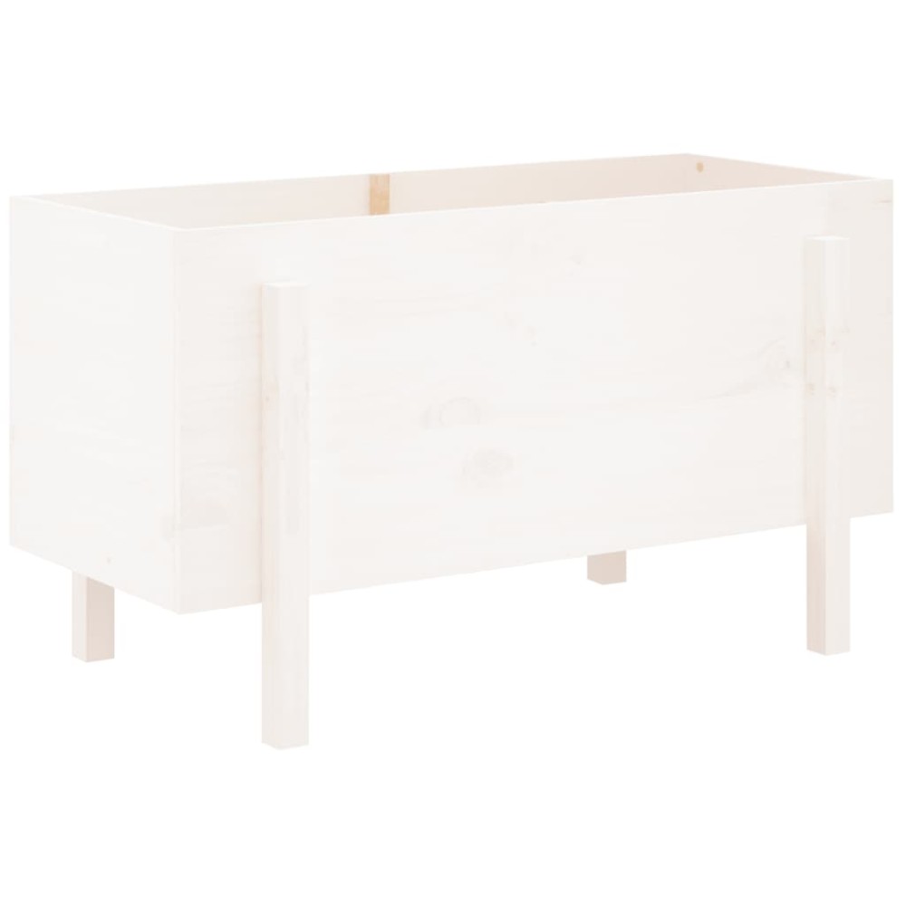 vidaXL Strat înălțat de grădină, alb, 101x50x57 cm, lemn masiv de pin