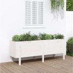 vidaXL Strat înălțat de grădină, alb, 160x50x57 cm, lemn masiv de pin vidaXL Strat înălțat de grădină, alb, 160x50x57 cm, lemn masiv de pin