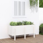vidaXL Strat înălțat de grădină, alb, 121x50x57 cm, lemn masiv de pin vidaXL Strat înălțat de grădină, alb, 121x50x57 cm, lemn masiv de pin