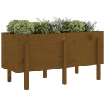 vidaXL Strat înălțat de grădină maro miere 121x50x57 cm lemn masiv pin